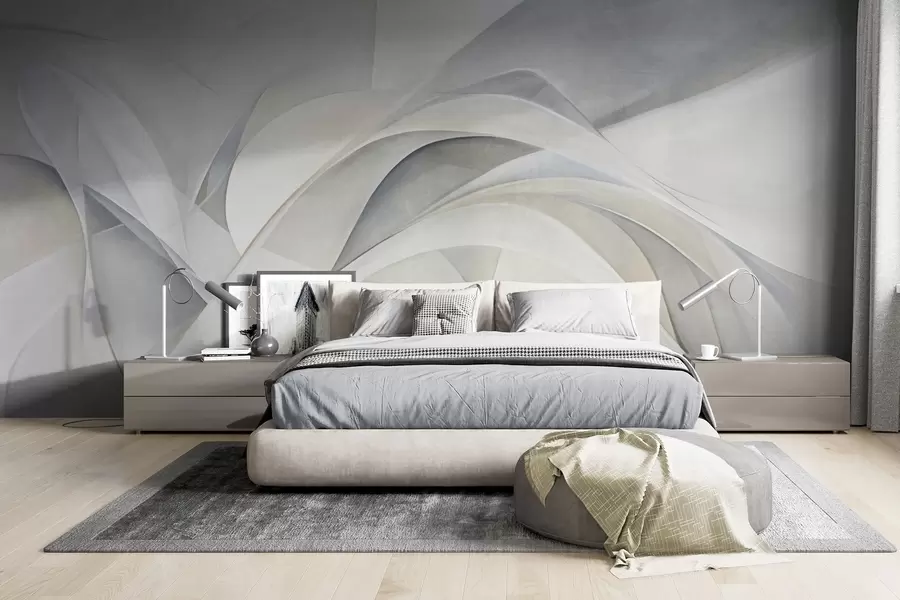 wall murals Abstract flowing shapes, textured modern art w09766