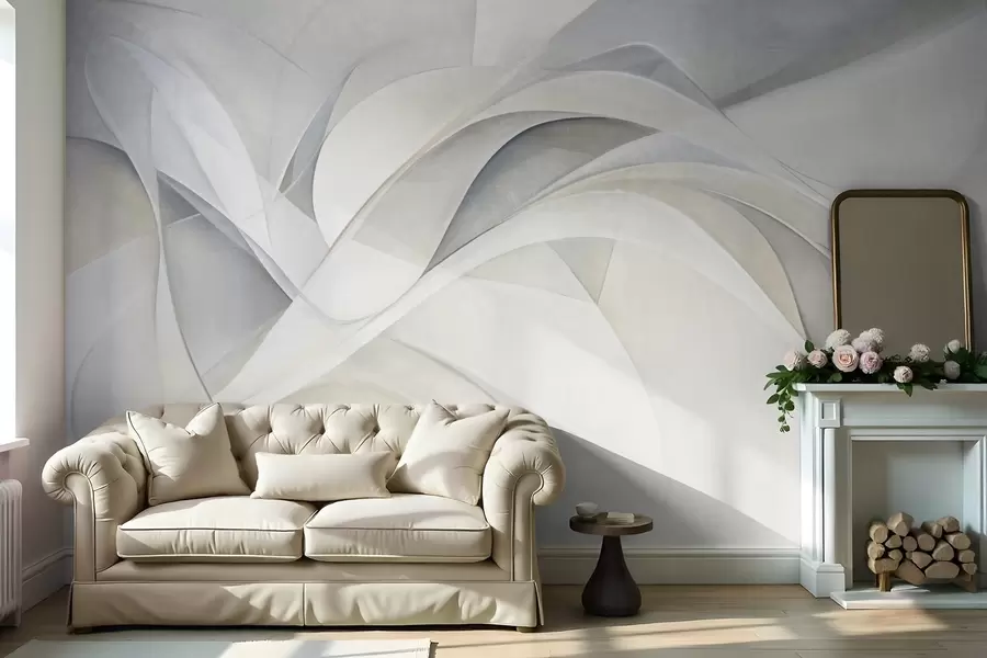 wall murals Abstract flowing shapes, textured modern art w09766