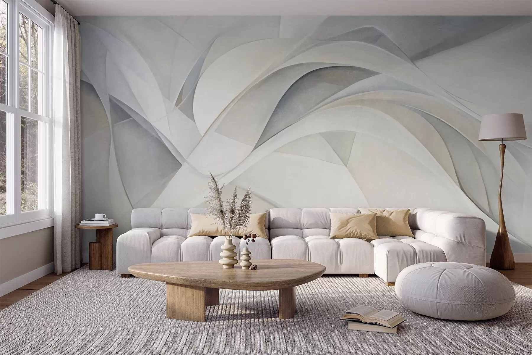 wall murals Abstract flowing shapes, textured modern art w09766