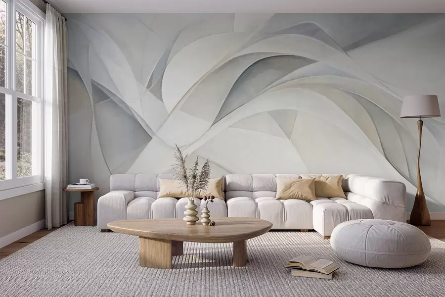 wall murals Abstract flowing shapes, textured modern art w09766