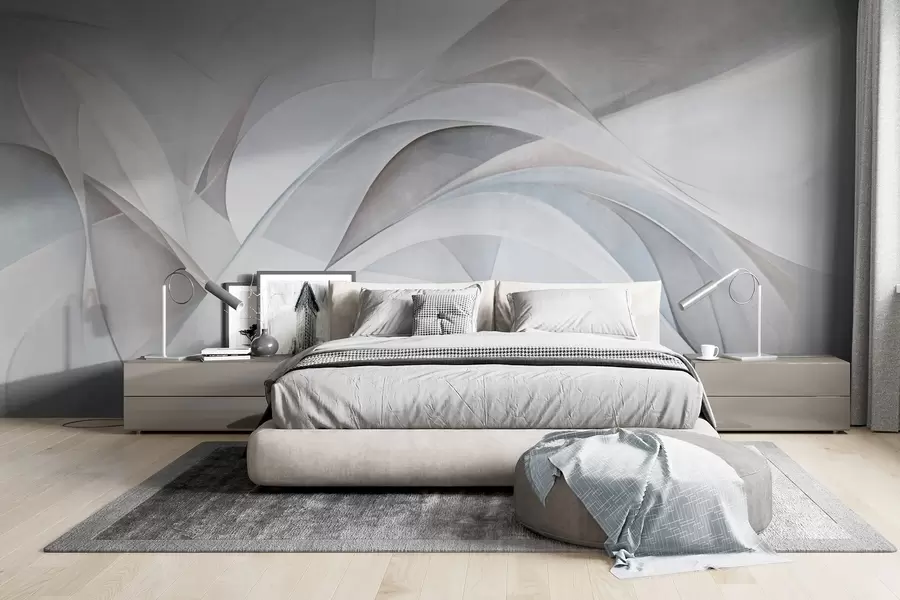 wall murals Abstract flowing shapes, textured modern art w09766v1
