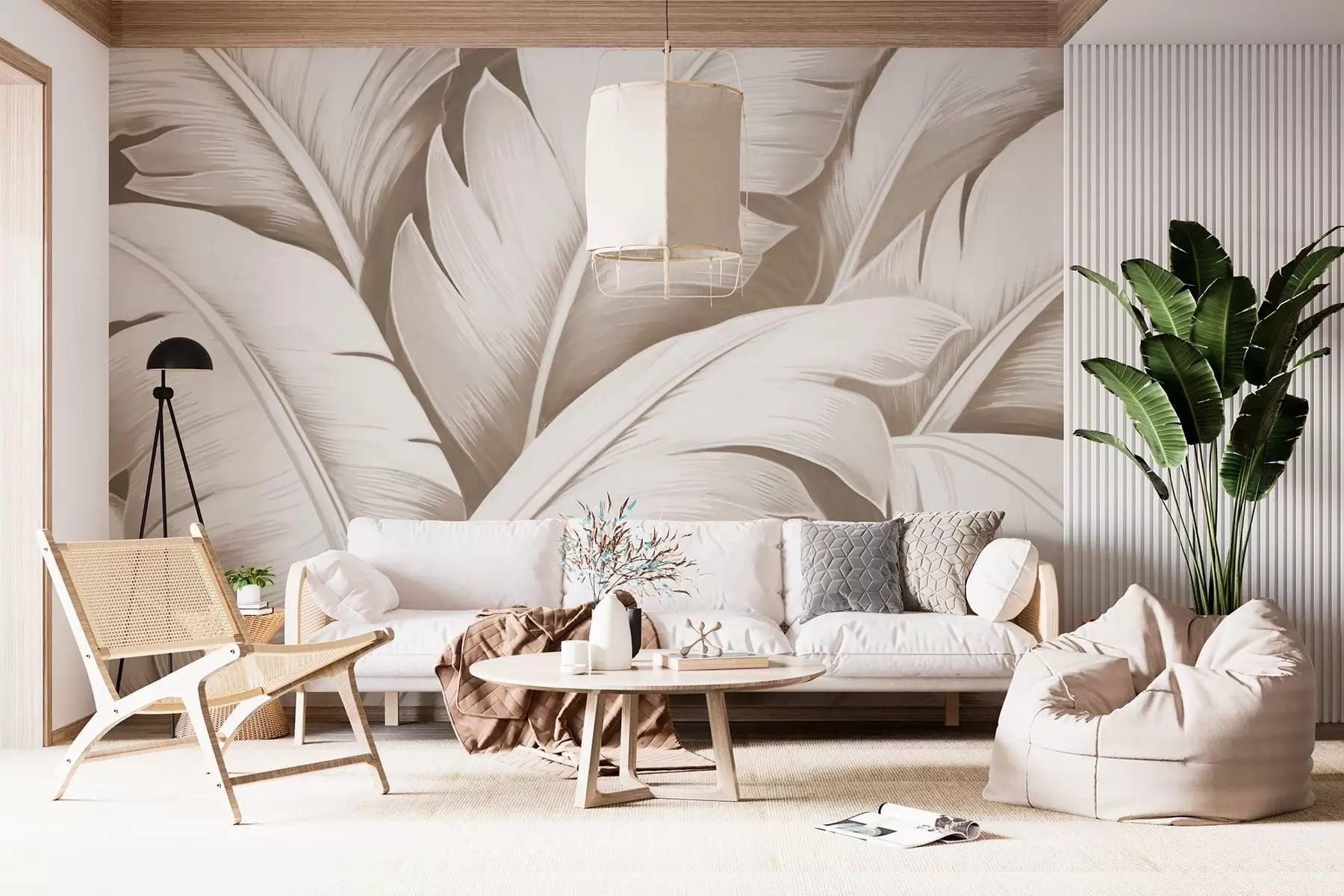 wall murals Large banana leaves w04991