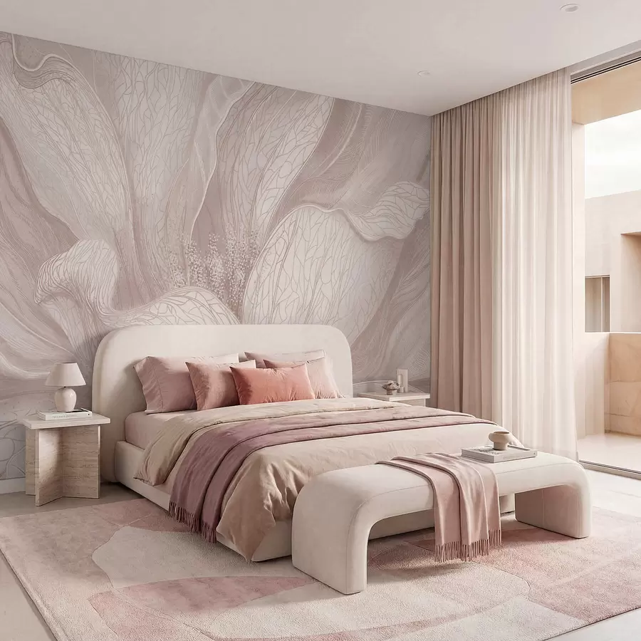 wall murals Abstract flower in light beige tones w05119