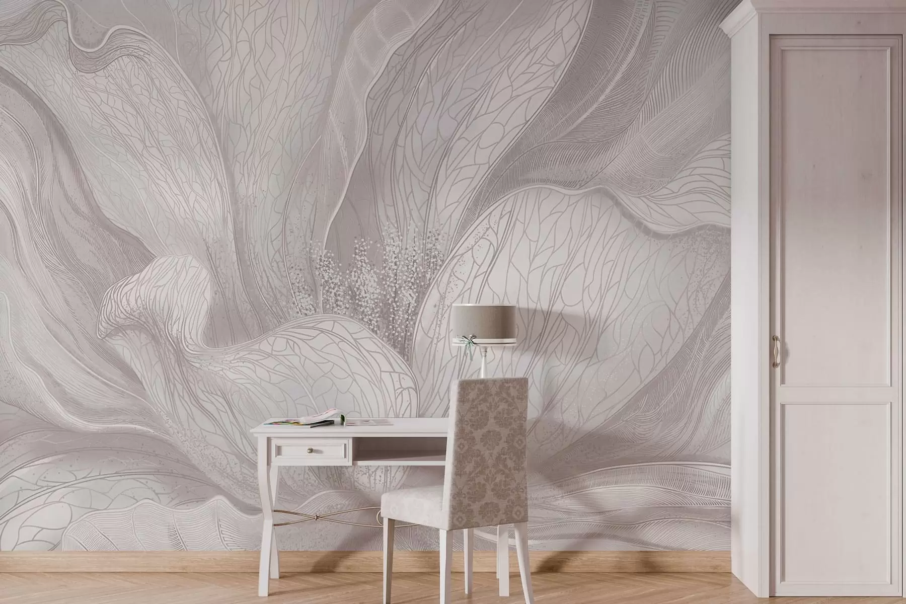 wall murals Light abstract flower with flowing lines w05119v3