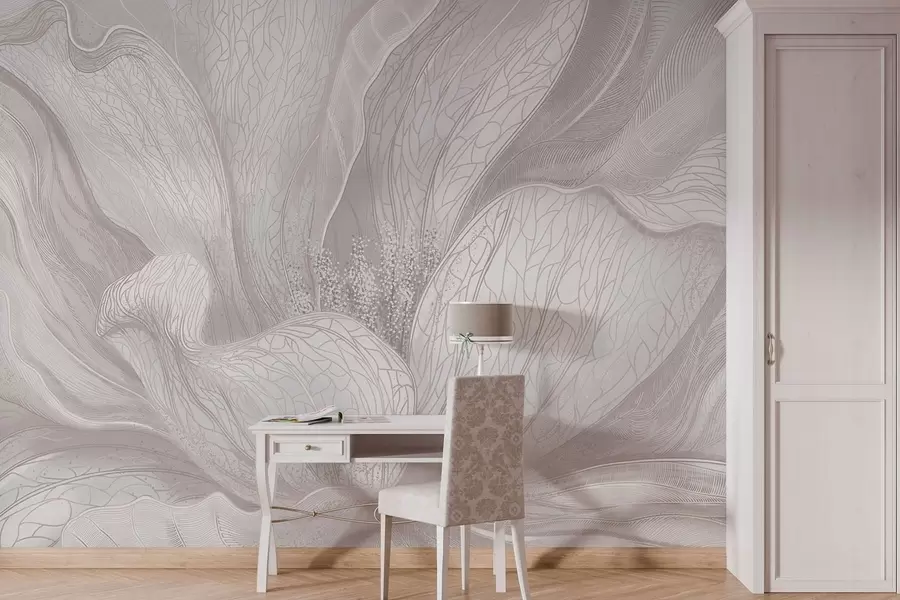 wall murals Light abstract flower with flowing lines w05119v3