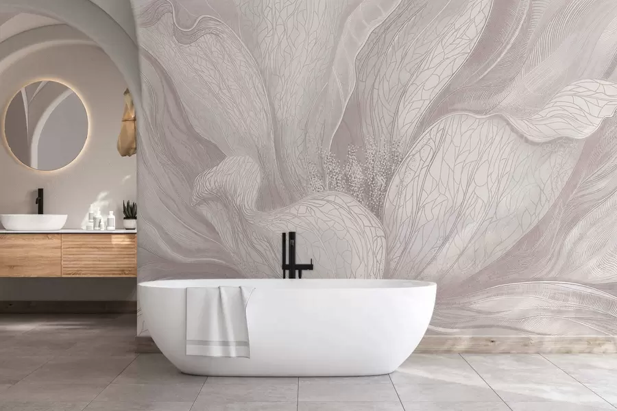 wall murals Light abstract flower with flowing lines w05119v3