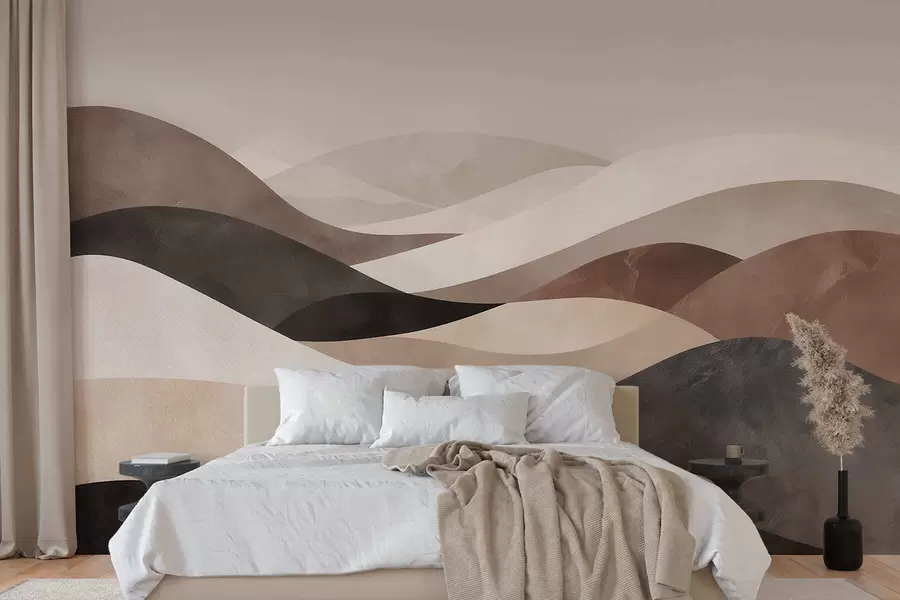 wall murals Abstract waves in sandy beige tones w09792