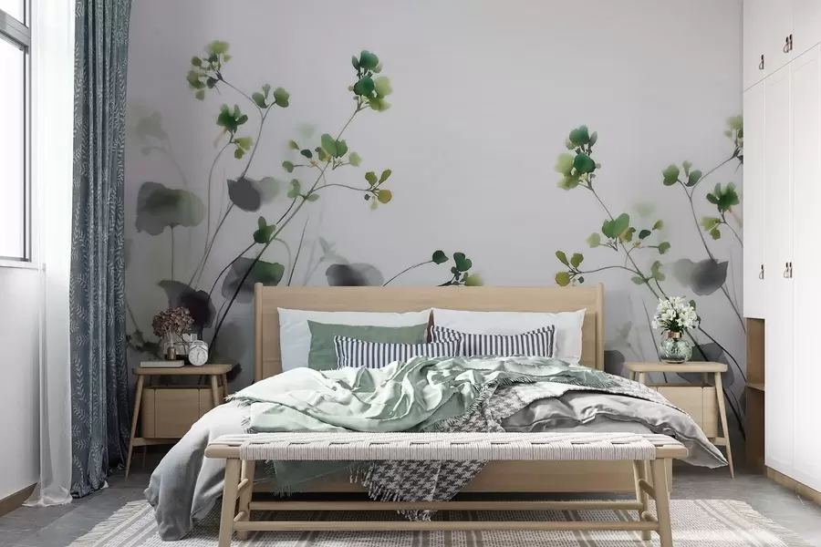wall murals Delicate wildflowers and grass in watercolor style w09796
