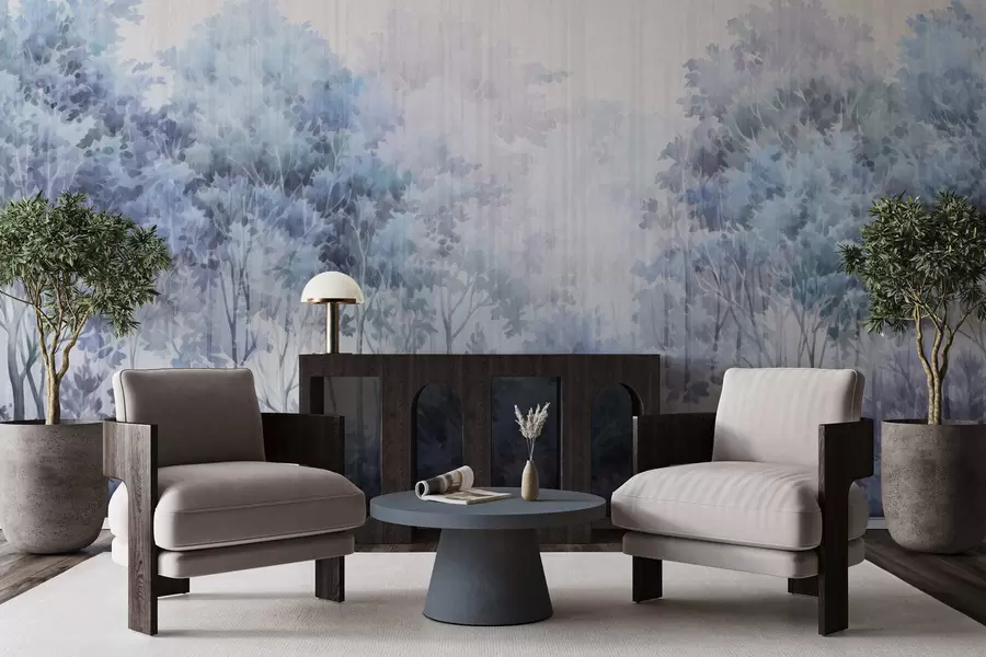 wall murals Leafy forest and lines w05442v1