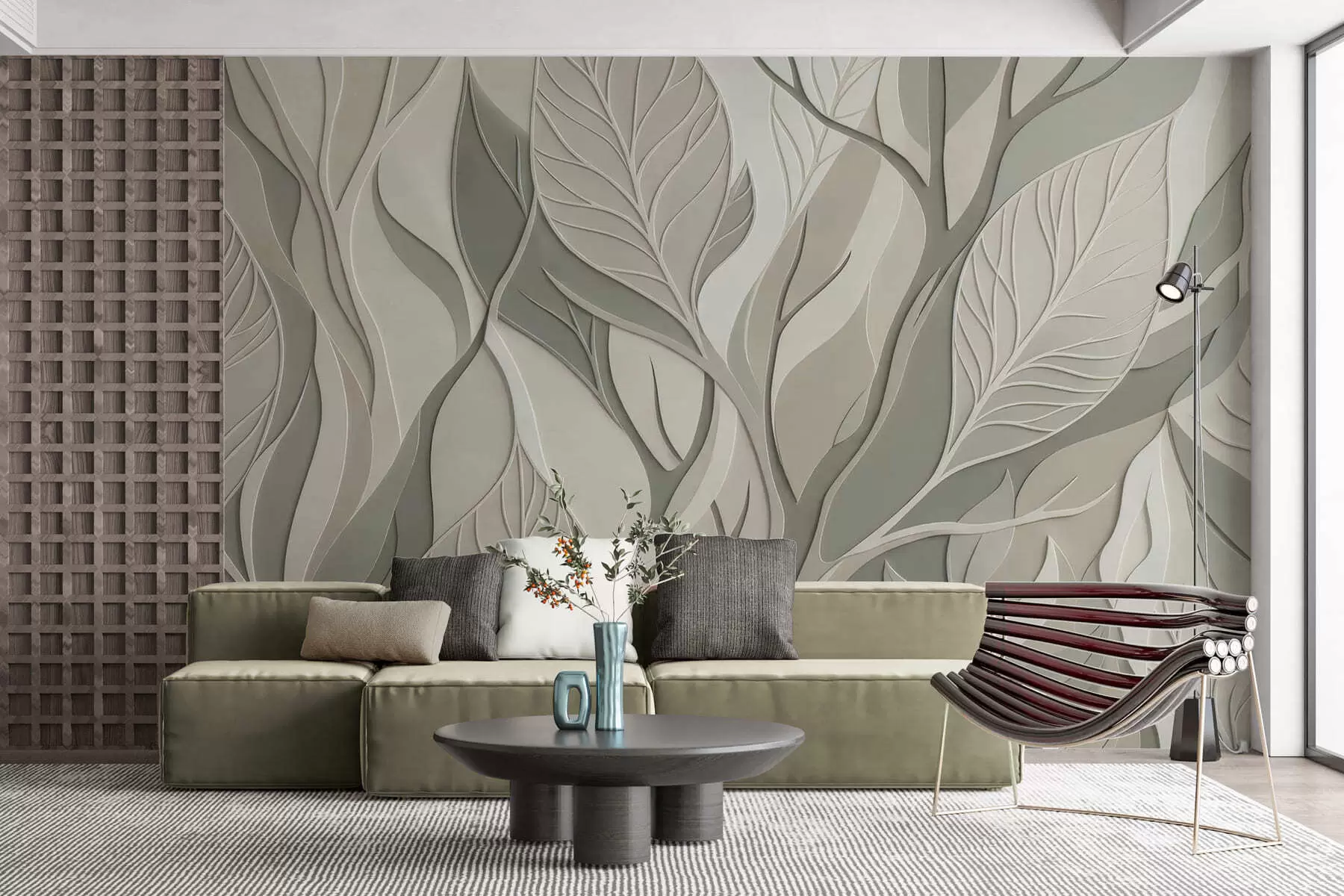wall murals Intersecting leaves w05448