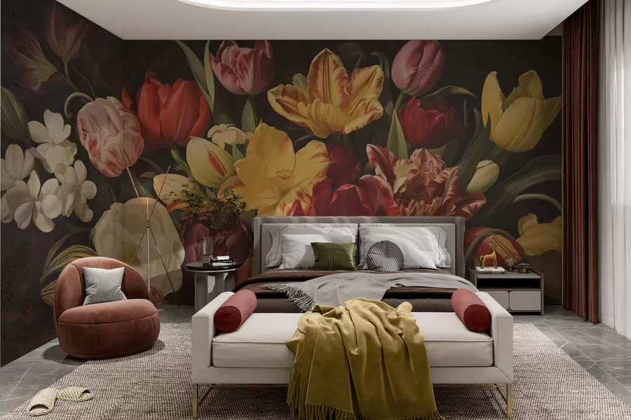 wall murals Vintage grunge bouquet w05451
