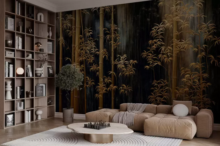 wall murals Dark bamboo on black background w05120