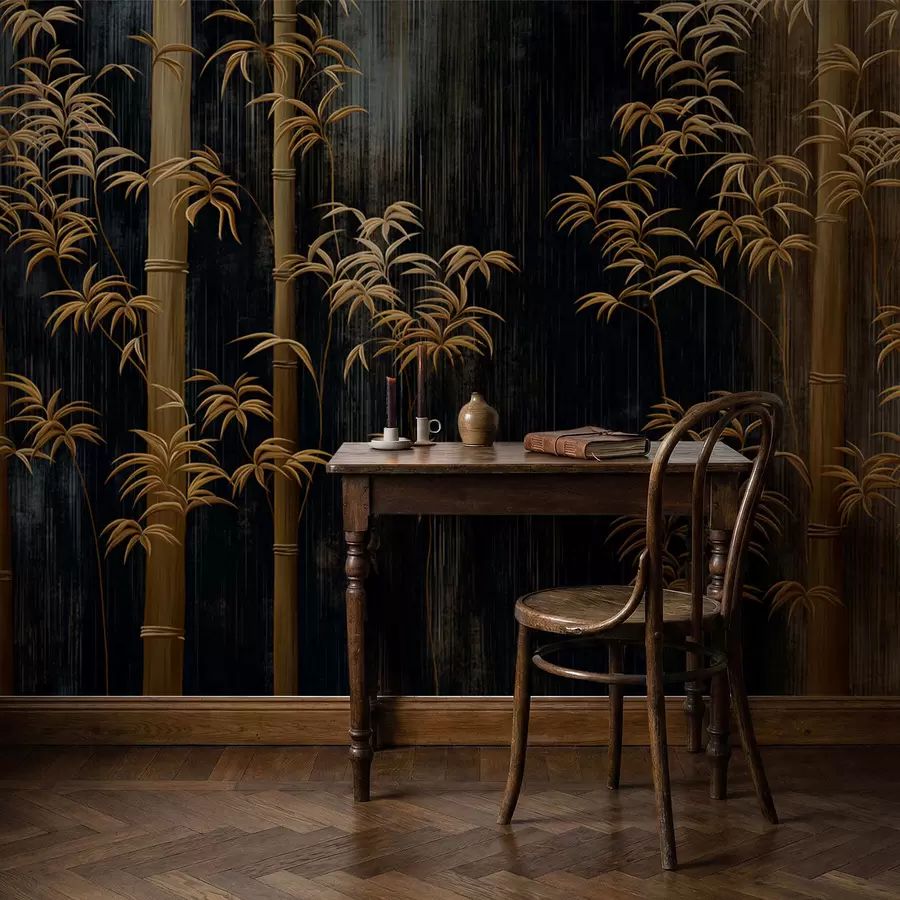 wall murals Dark bamboo on black background w05120