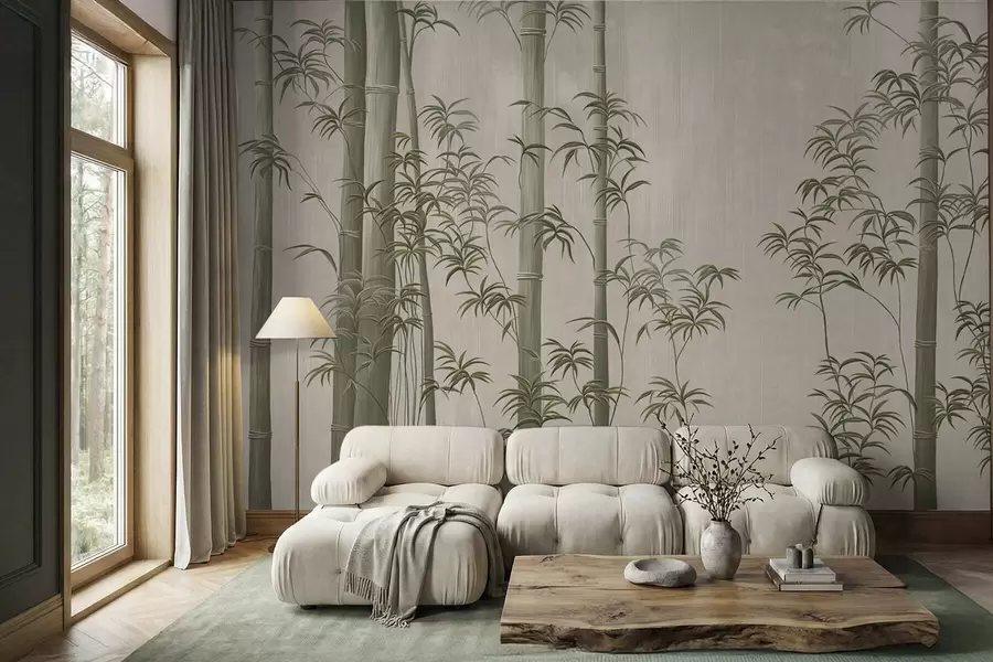 wall murals Light green bamboo  w05120v1
