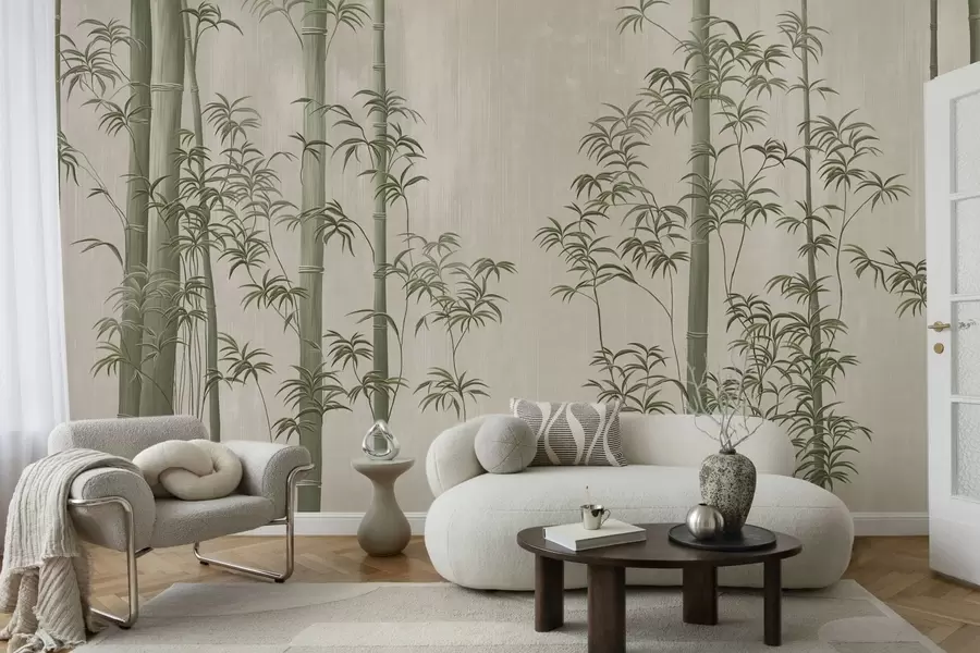 wall murals Light green bamboo  w05120v1