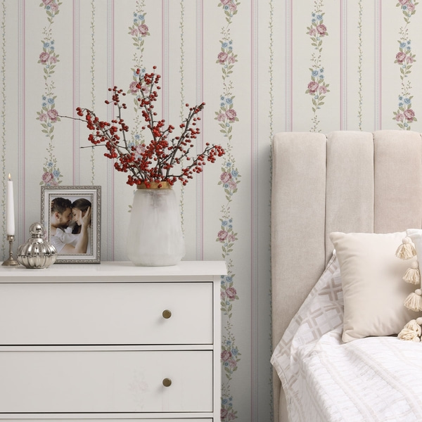 Wallpapers Striped floral pattern in soft colors, Floral Wallpapers, a01130 : Uwalls.ie
