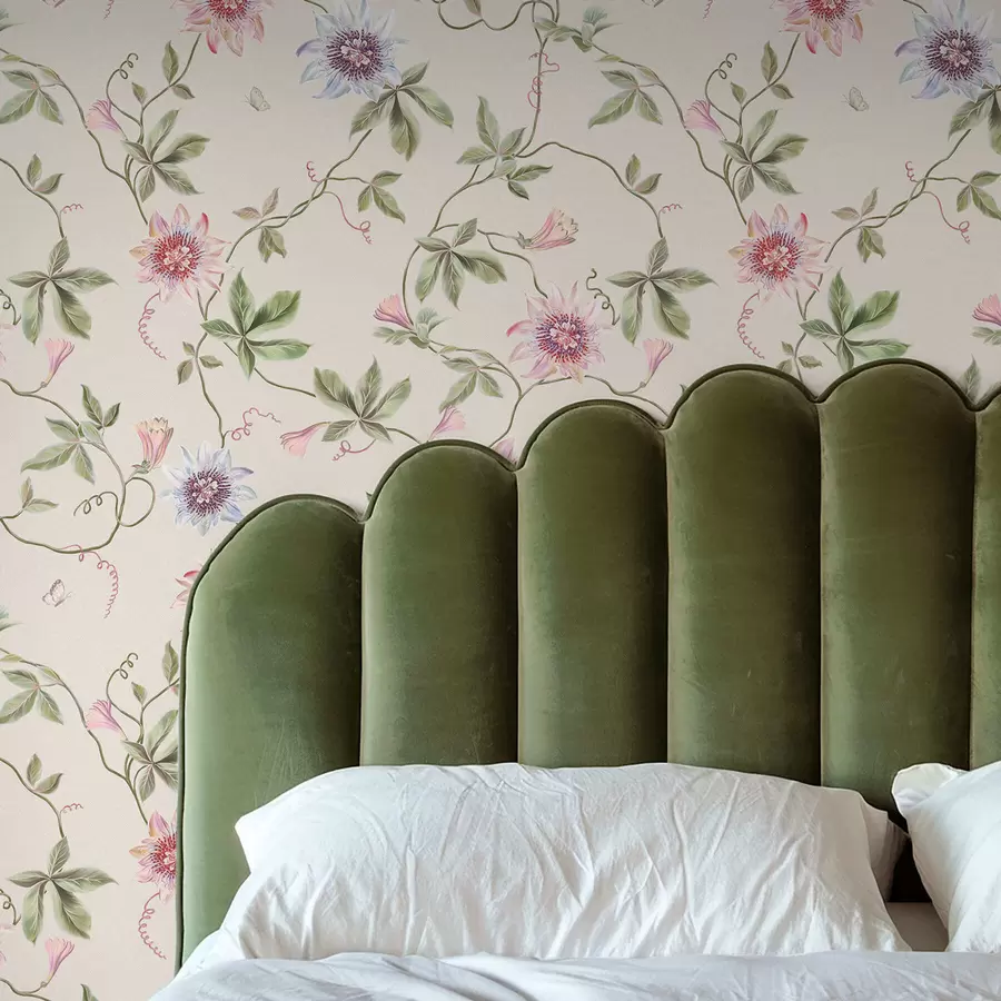 wall murals Pattern with exotic flowers and vines a01131