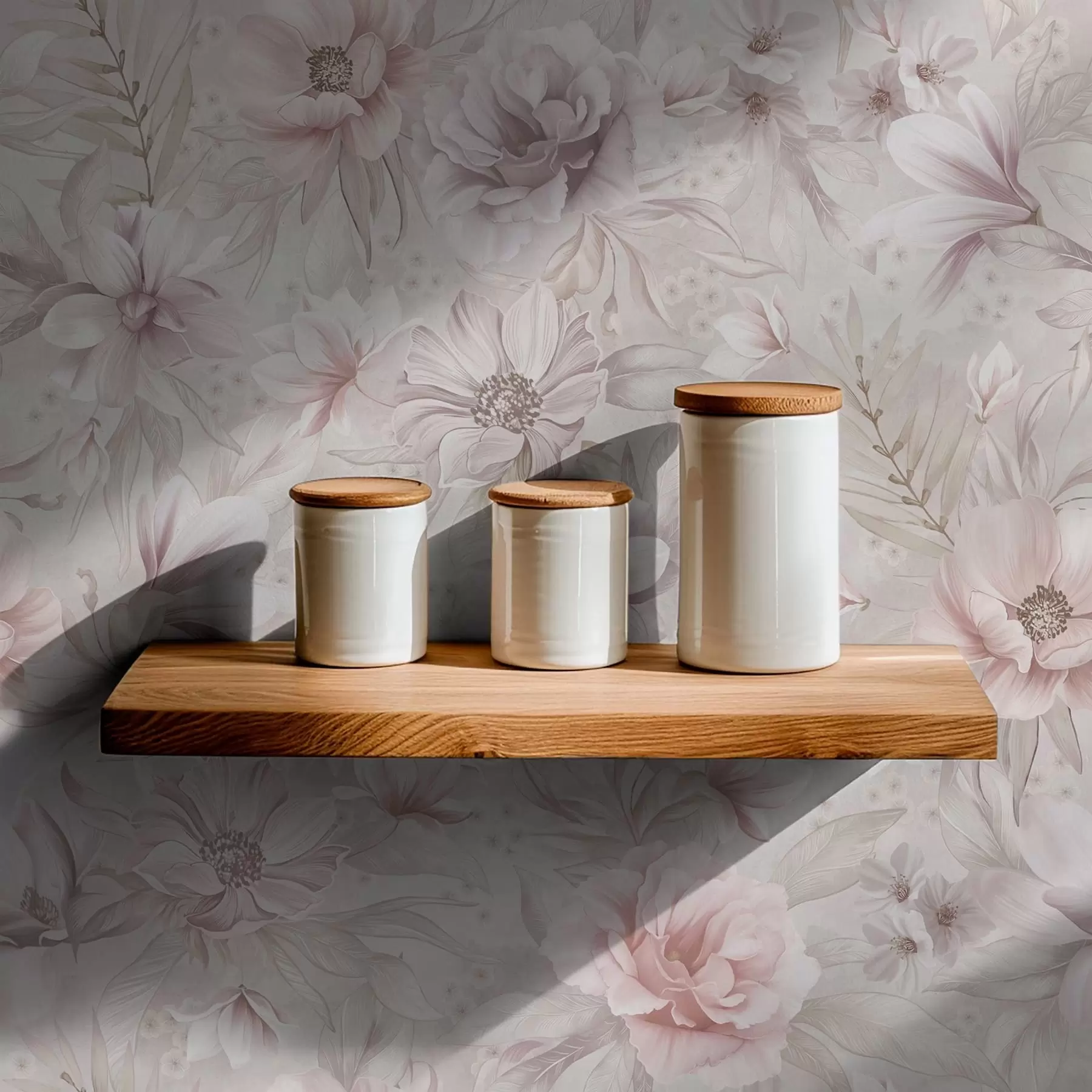 wall murals Light pattern with large delicate flowers a01133