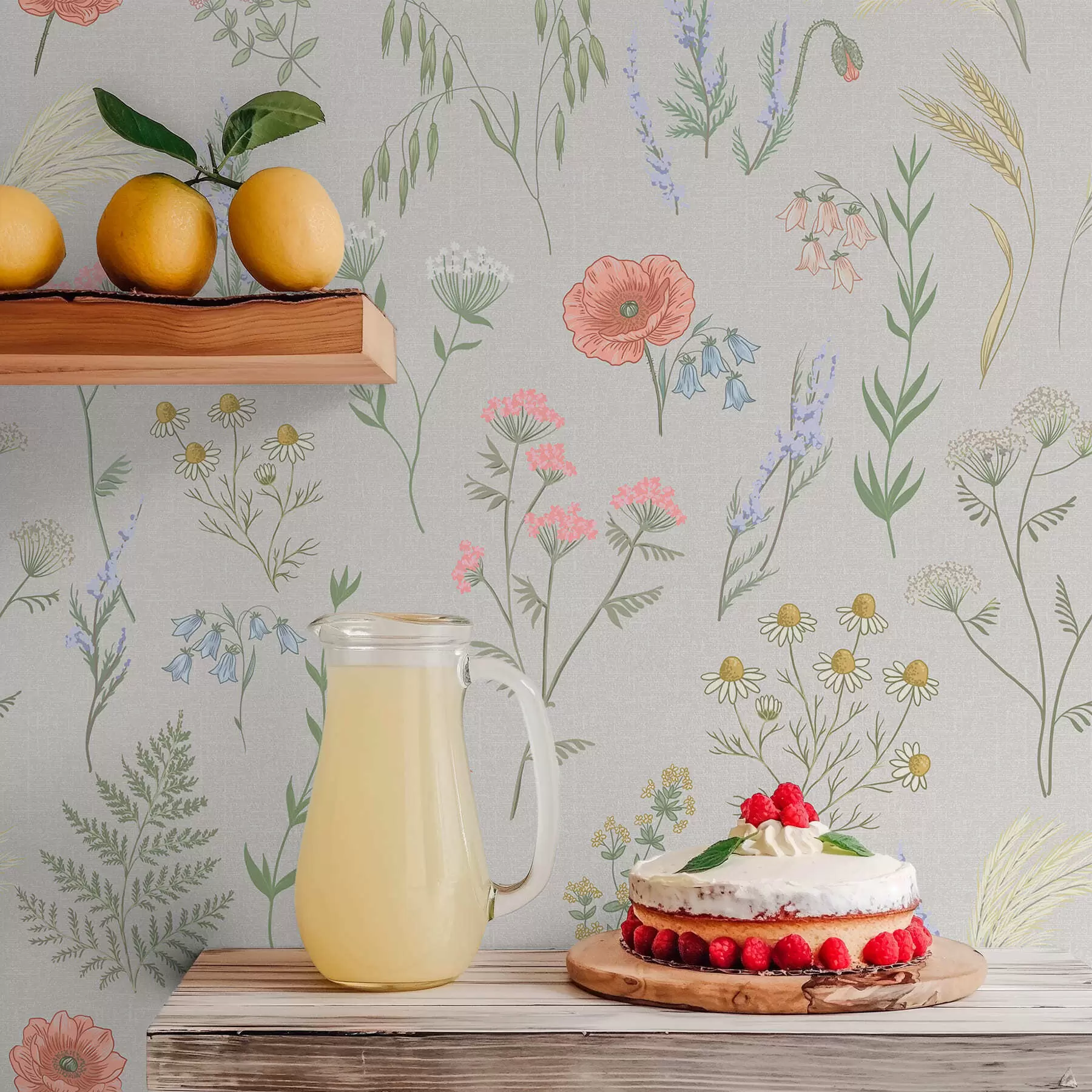 wall murals Delicate wildflower pattern on light background a01152