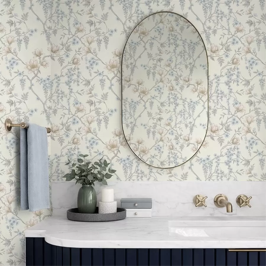 wall murals Delicate floral pattern with branches and flowers a01159