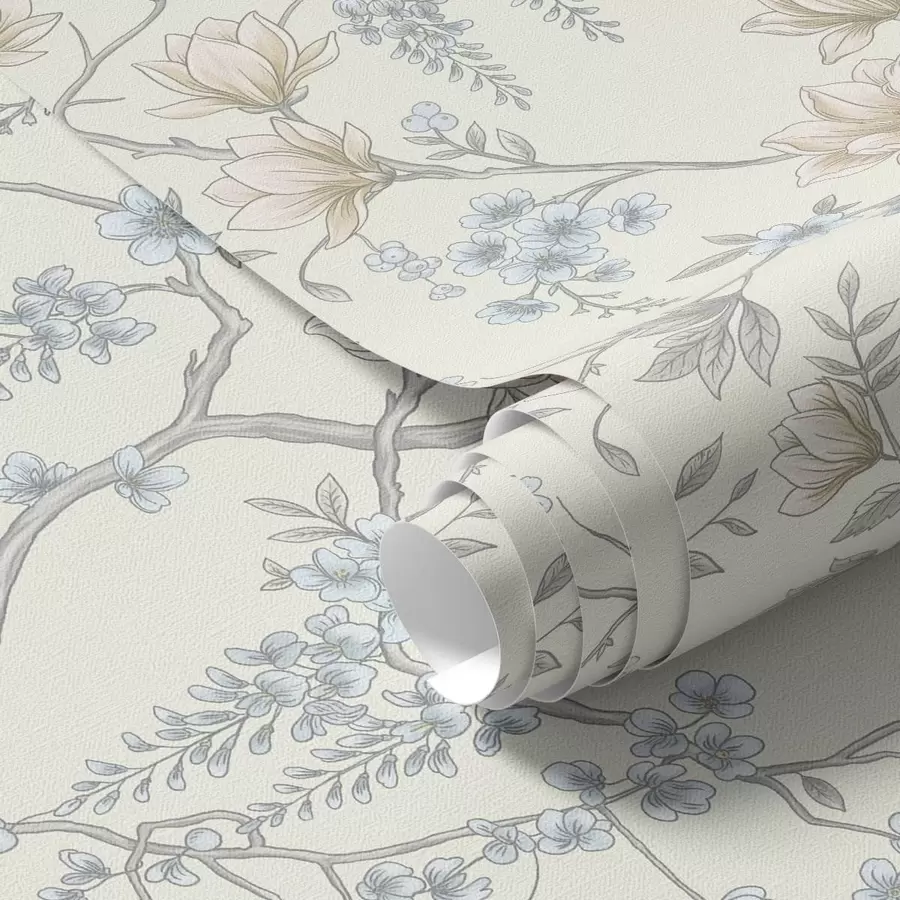 wall murals Delicate floral pattern with branches and flowers a01159