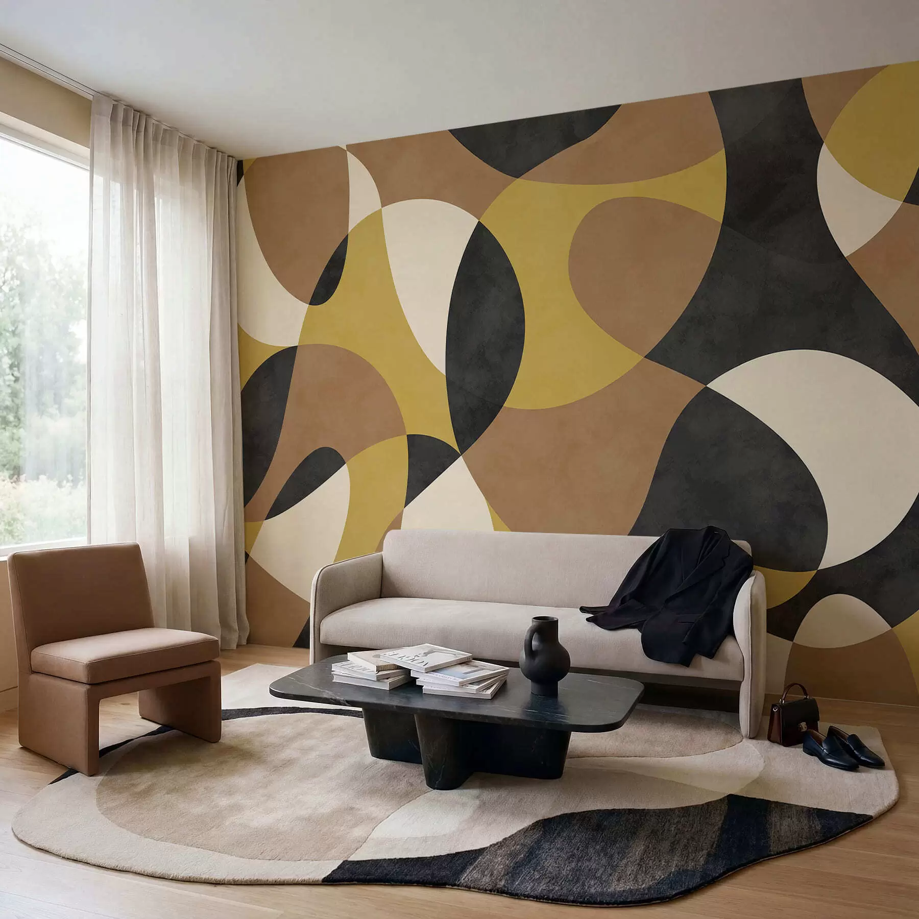 wall murals Abstract pattern with flowing shapes and contrast w05149