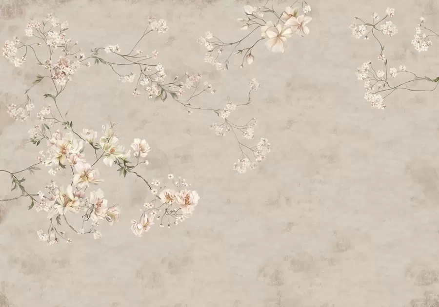 wall murals Chinoiserie delicate floral branches on light background w05427
