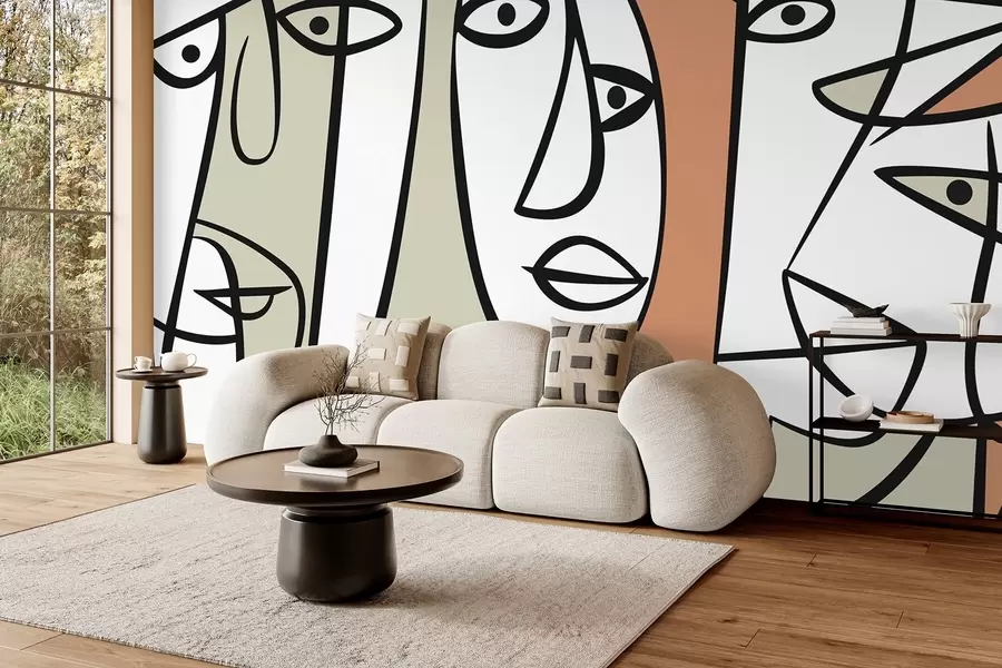 wall murals Abstract faces w05504