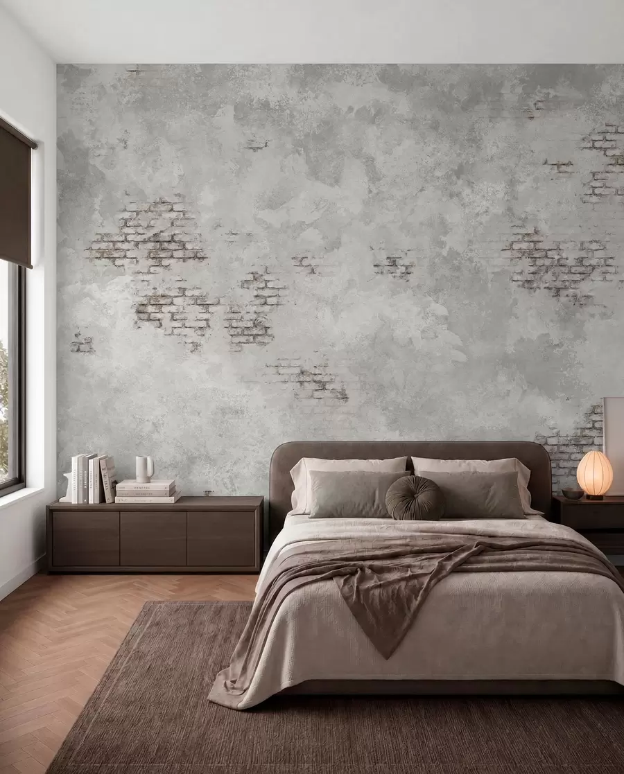wall murals Grunge plaster texture with exposed brick fragments w05161