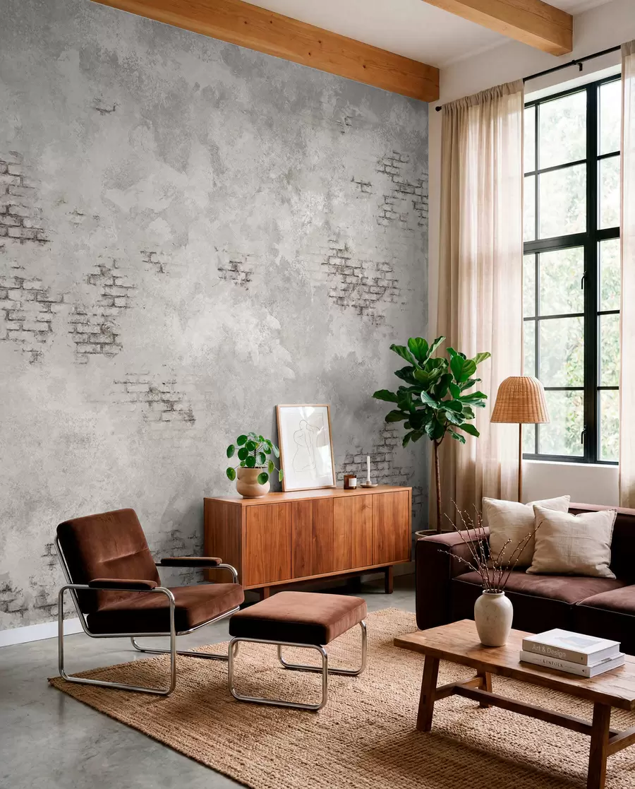 wall murals Grunge plaster texture with exposed brick fragments w05161