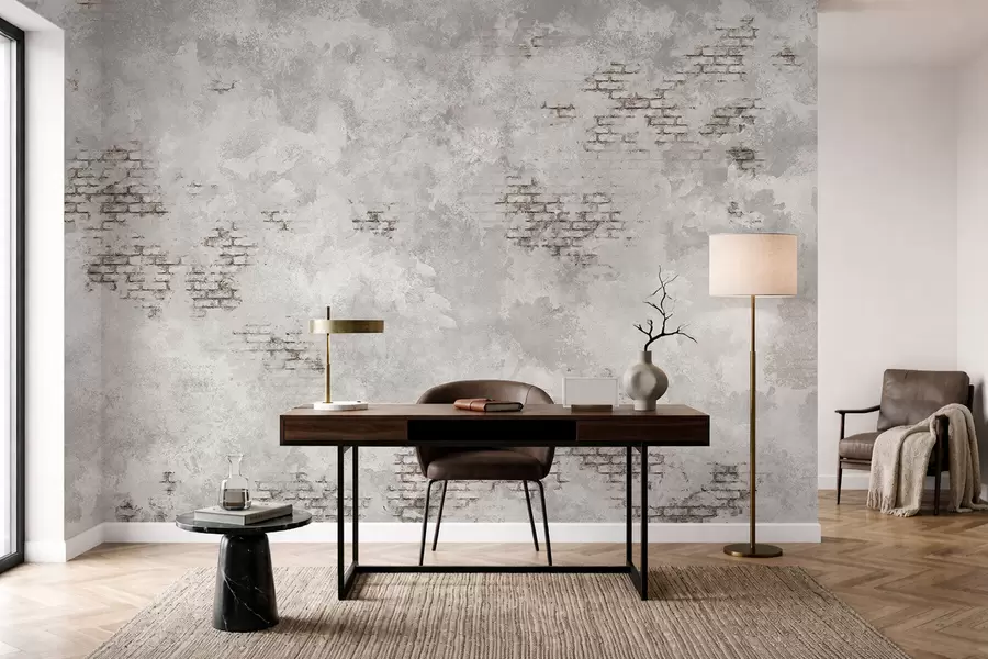 wall murals Grunge plaster texture with exposed brick fragments w05161