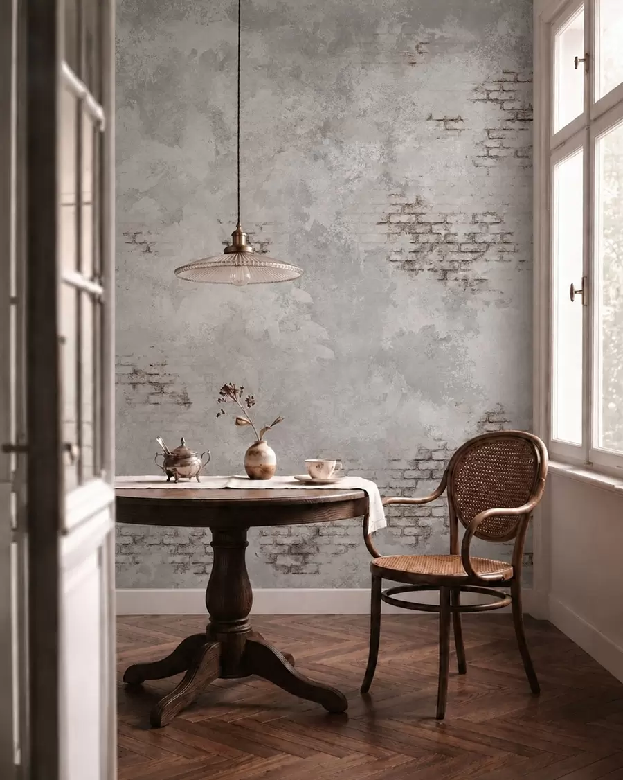 wall murals Grunge plaster texture with exposed brick fragments w05161