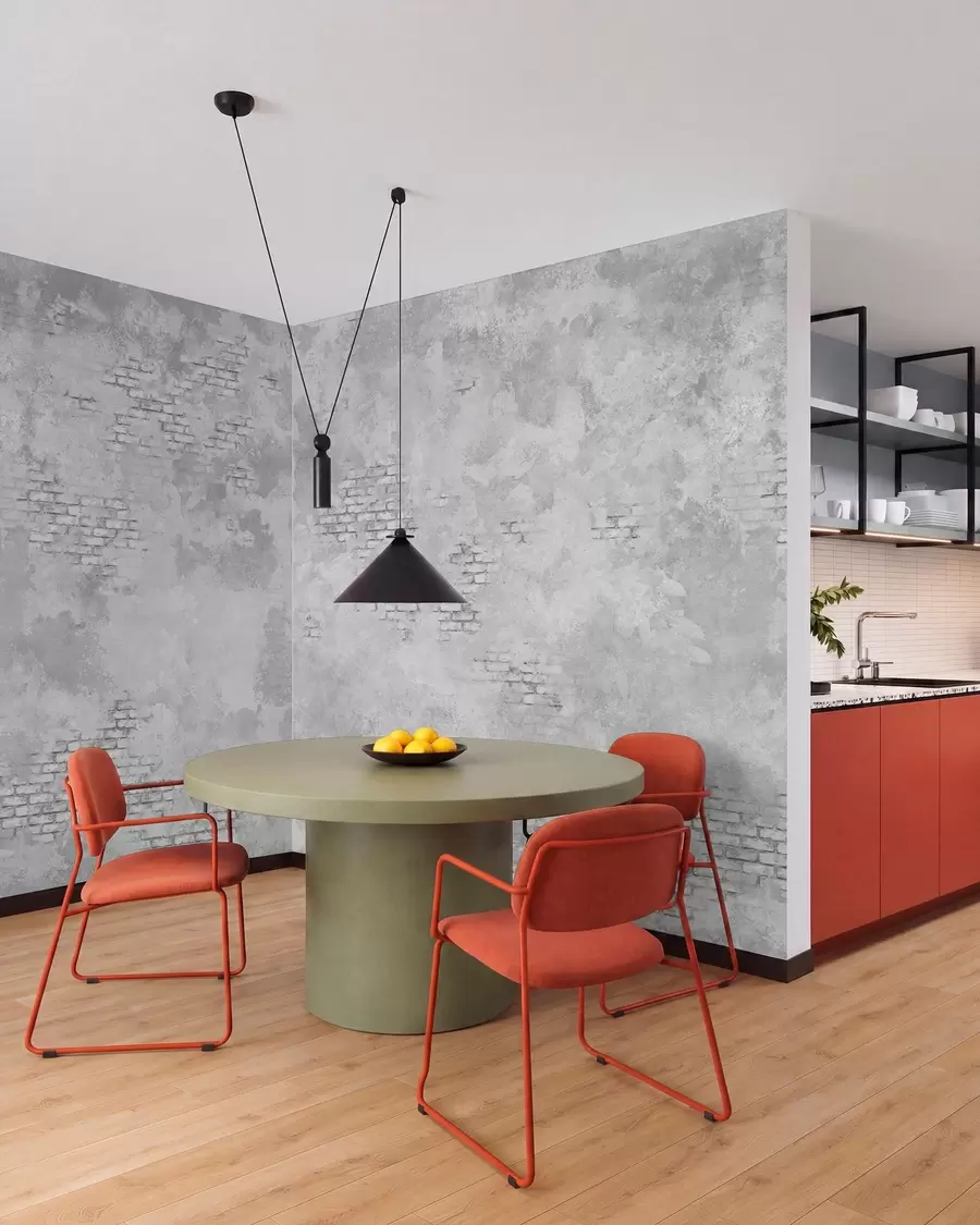 wall murals Grunge grey plaster with exposed brick patches w05161v2