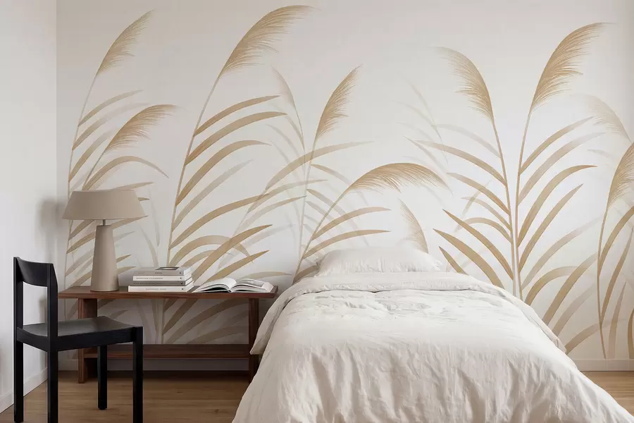 wall murals Minimalism grasses in light beige tones w05432v1
