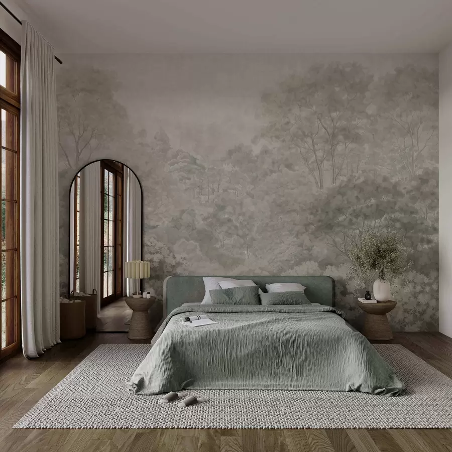 wall murals Vintage light forest landscape in pastel tones w05433v2