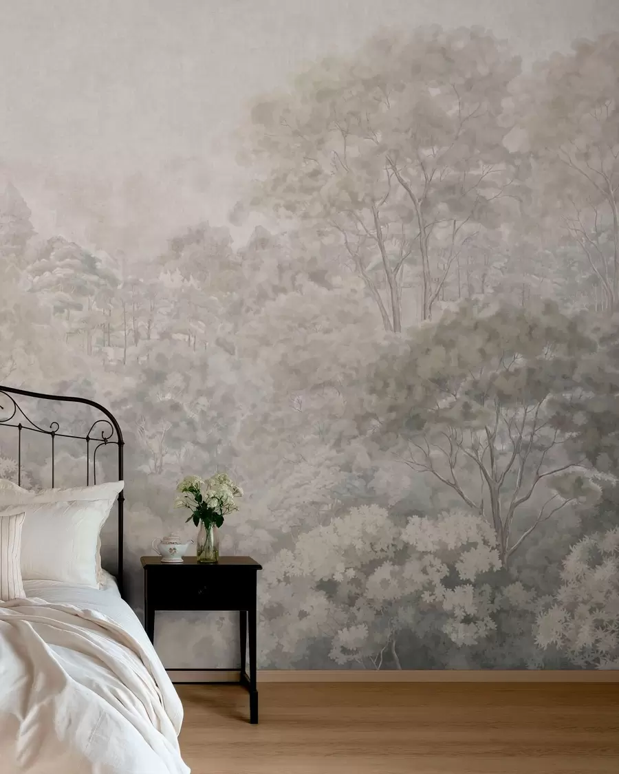 wall murals Vintage light forest landscape in pastel tones w05433v2