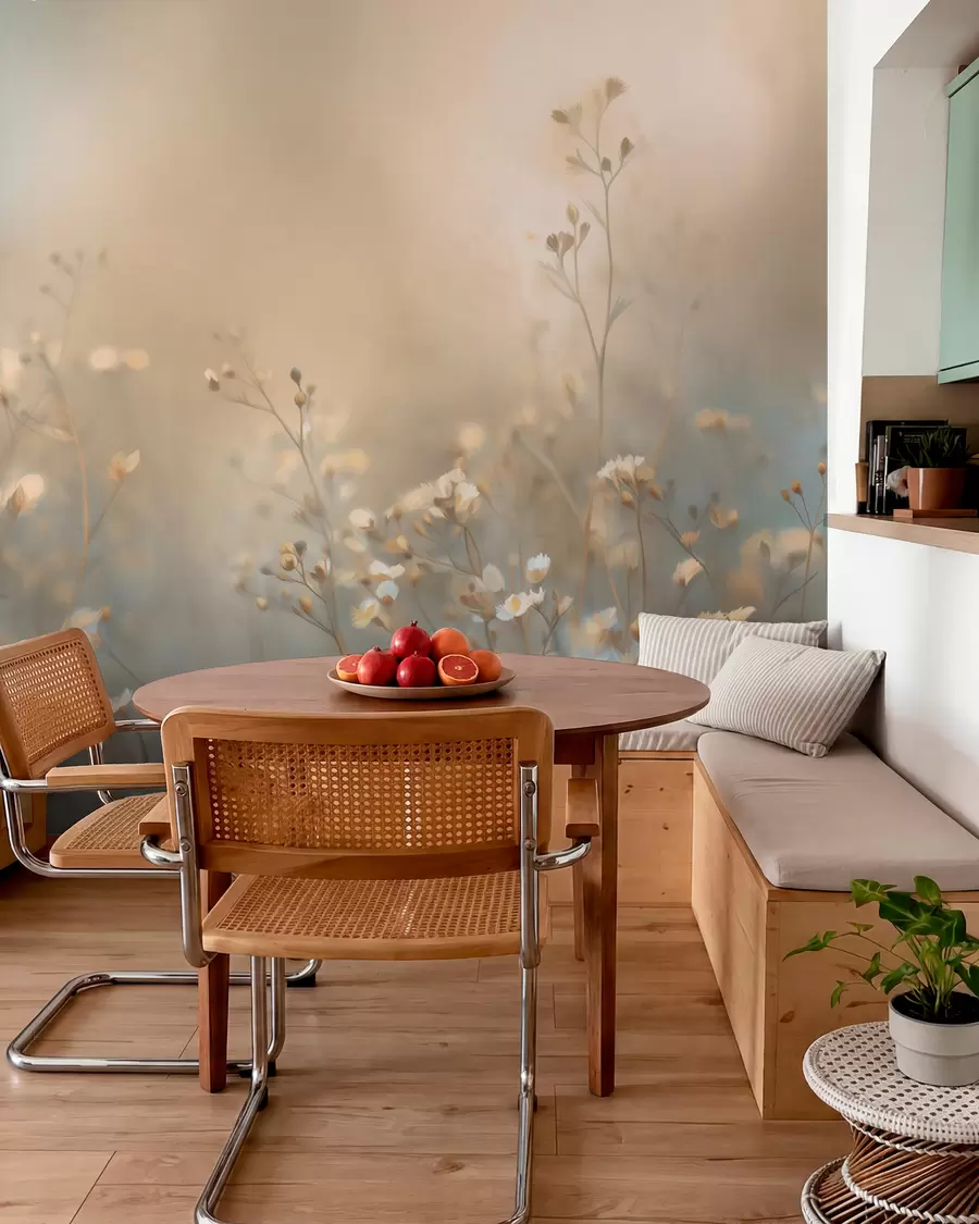 wall murals field grasses with small flowers against a shallow depth of field w05386