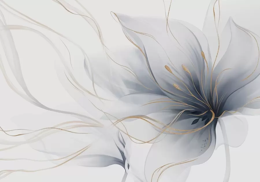 wall murals An abstract blue flower with flowing lines in the Fluid Art style w05428