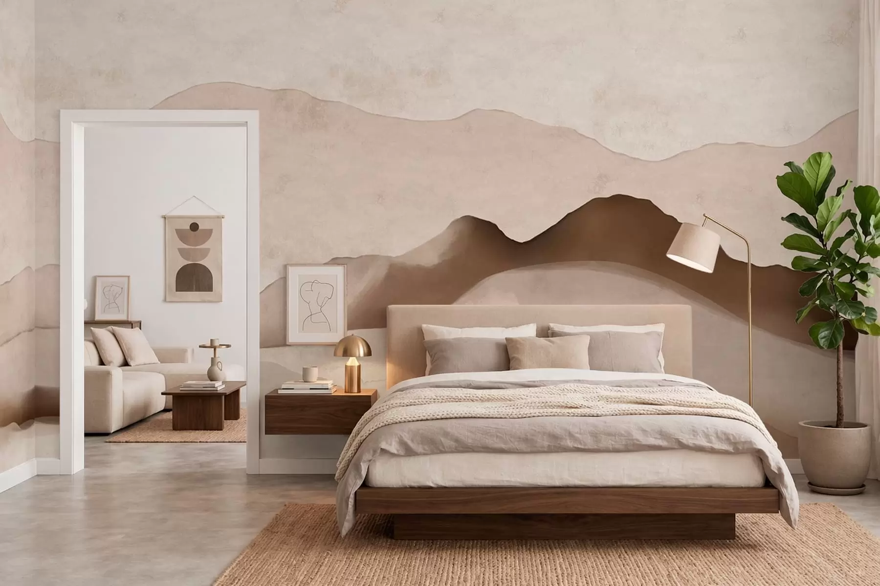 wall murals Abstract mountains in the Japandi and minimalist styles w05434