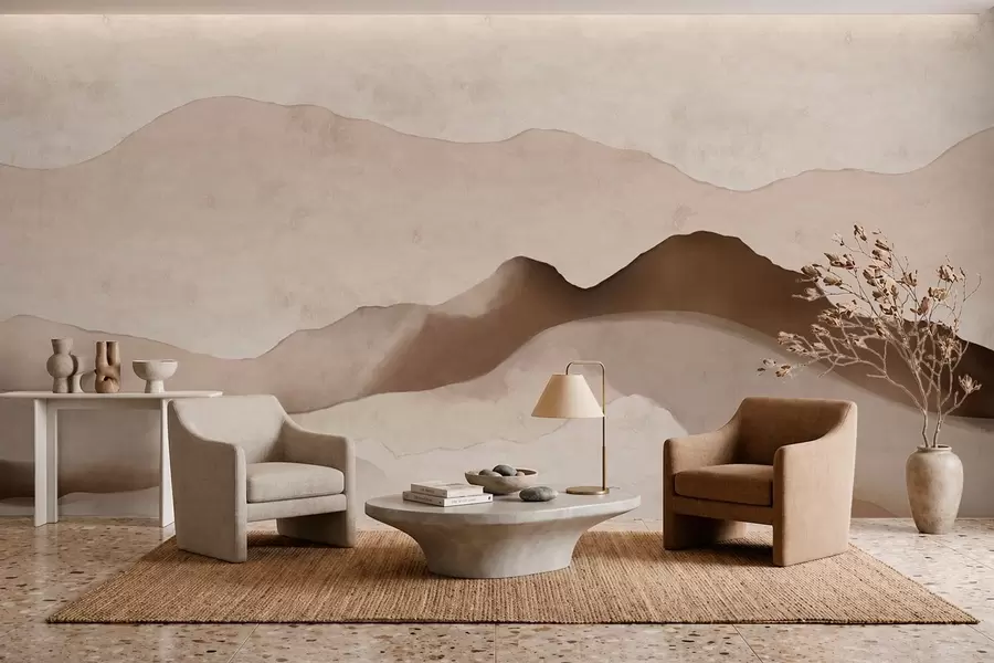 wall murals Abstract mountains in the Japandi and minimalist styles w05434
