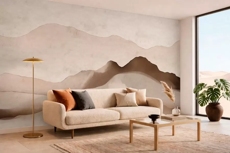 wall murals Abstract mountains in the Japandi and minimalist styles w05434