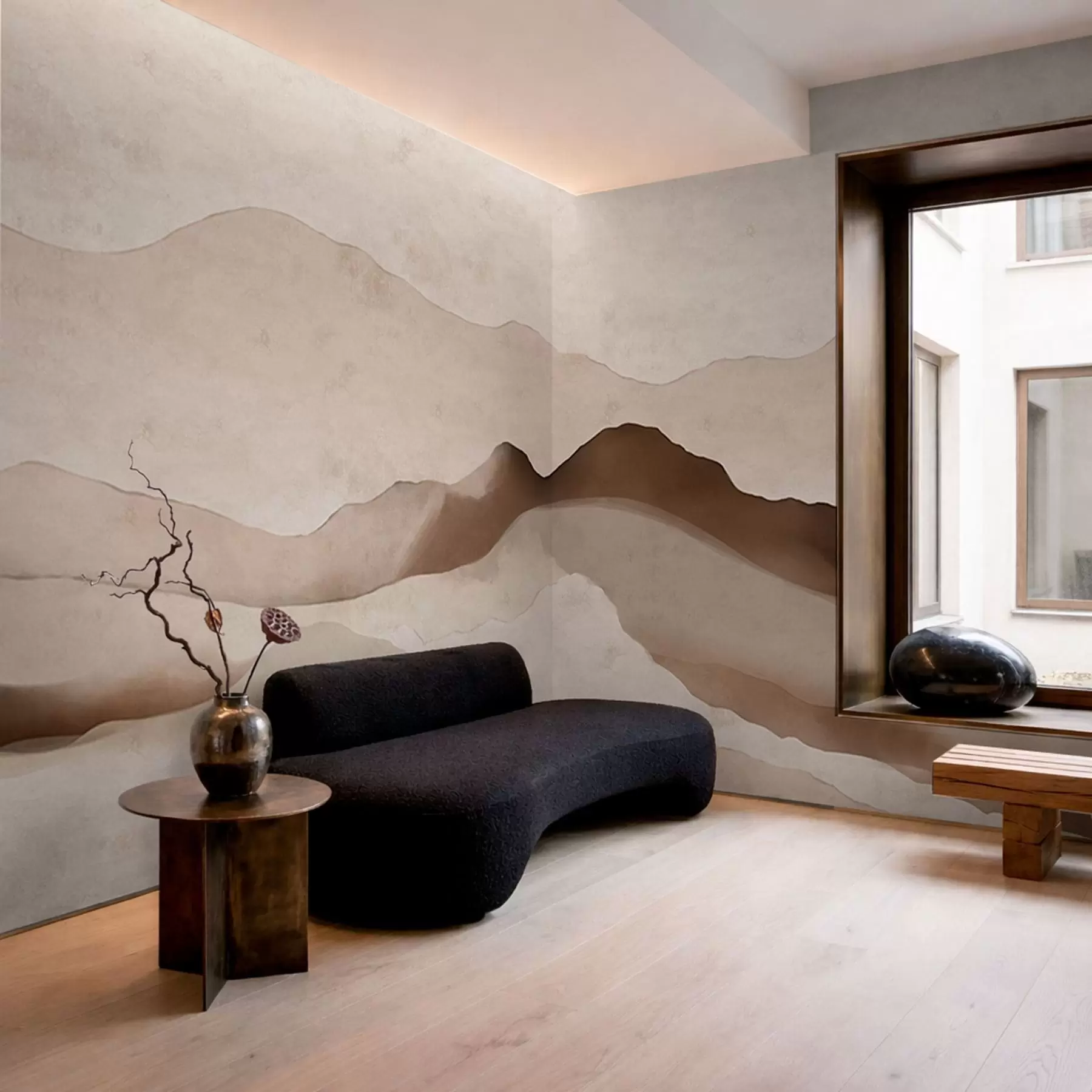 wall murals Abstract mountains in the Japandi and minimalist styles w05434