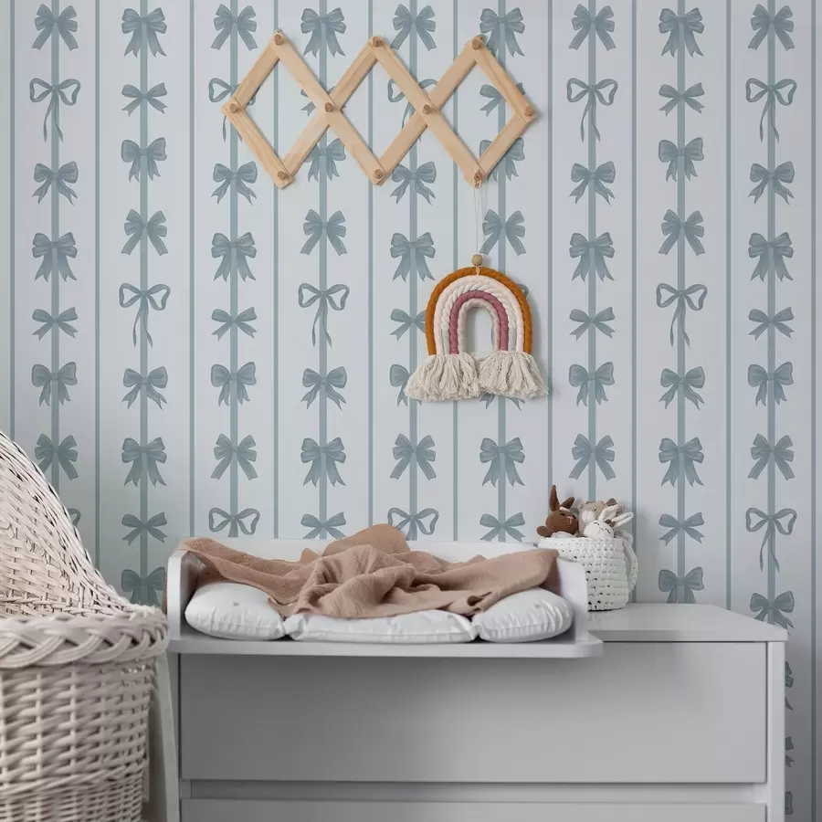 wall murals Blue bows in stripes on light background a01075v2
