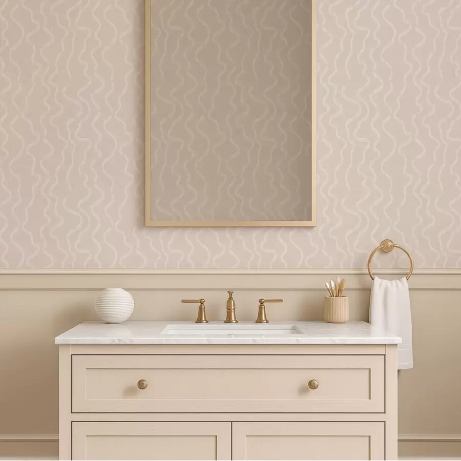 wall murals Wavy light pattern on beige background a01167