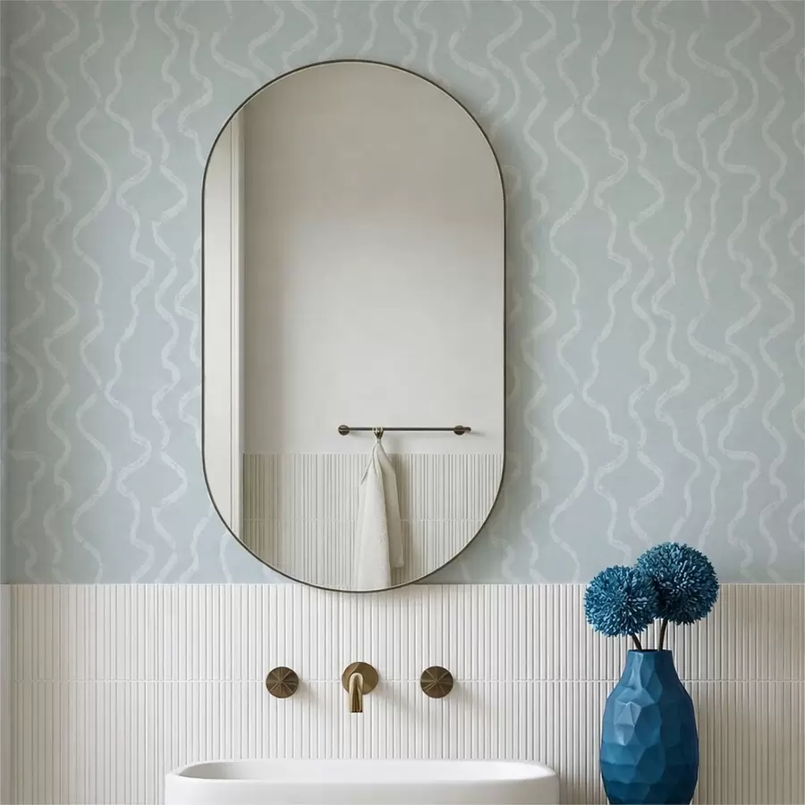 wall murals Wavy light pattern on blue background a01167v1