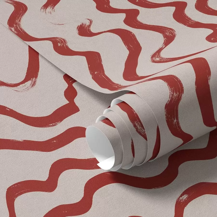 wall murals Red wavy lines on light background a01168