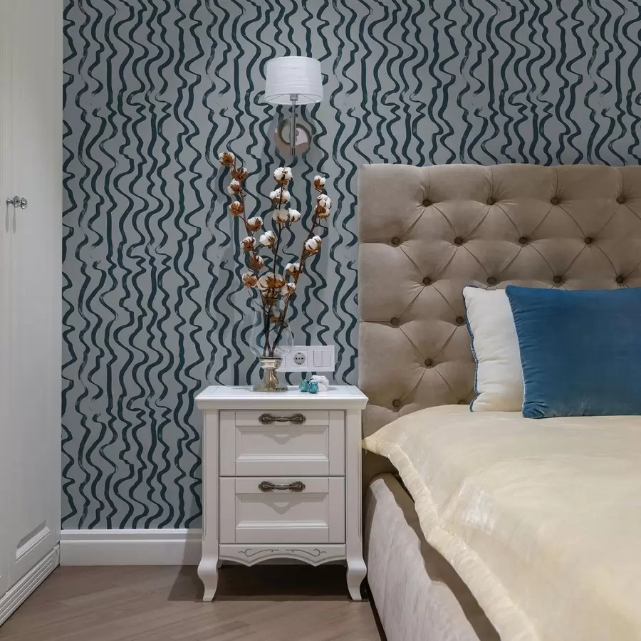 wall murals Dark wavy lines on blue background a01168v1