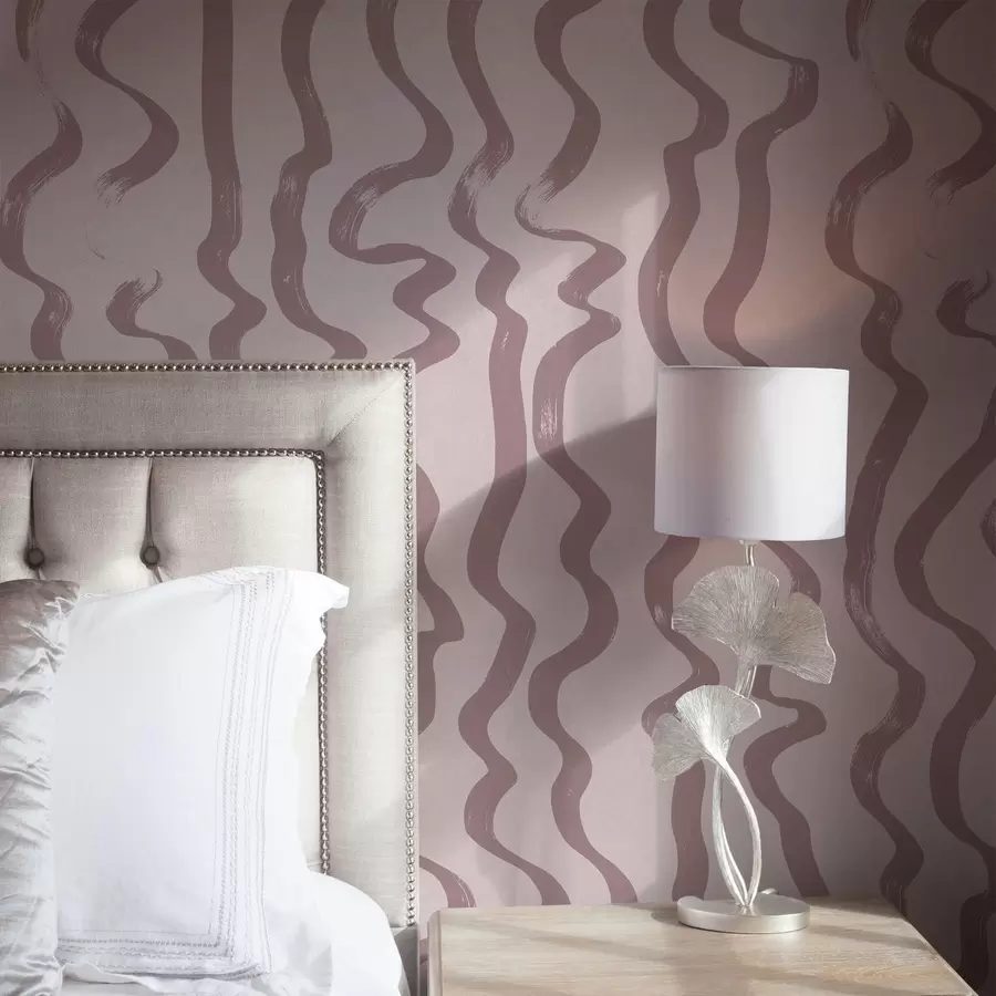 wall murals Pink wavy lines on light background a01168v3