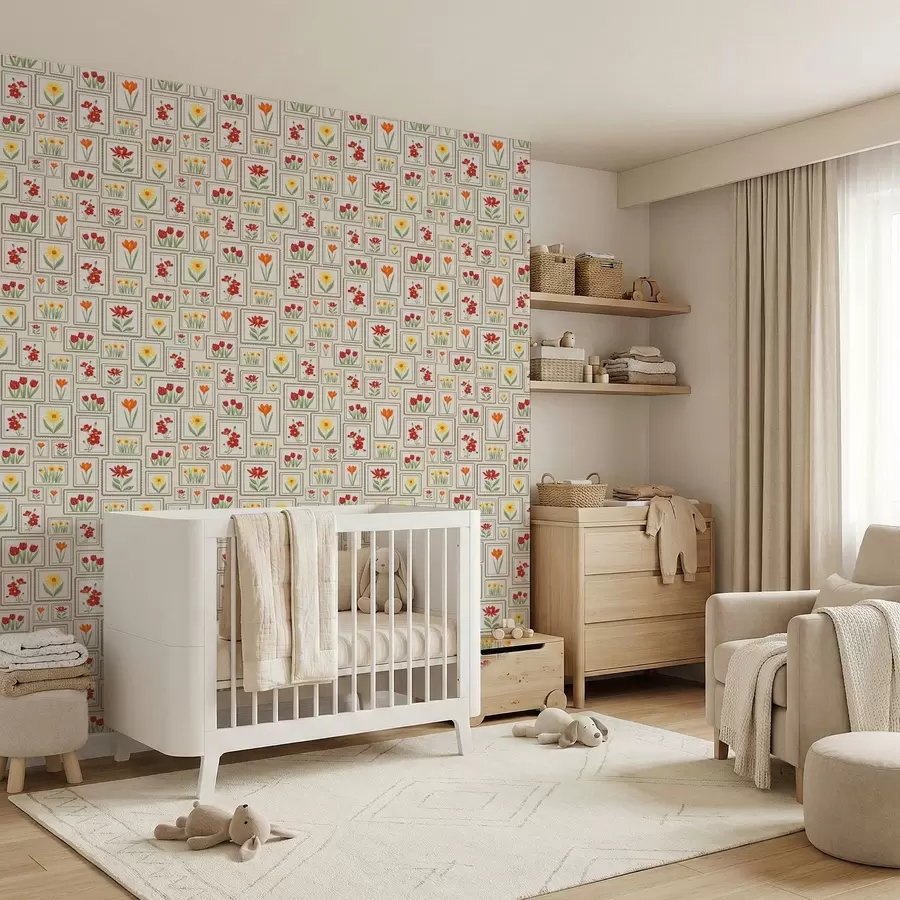 wall murals Framed floral illustrations in warm tones a01173