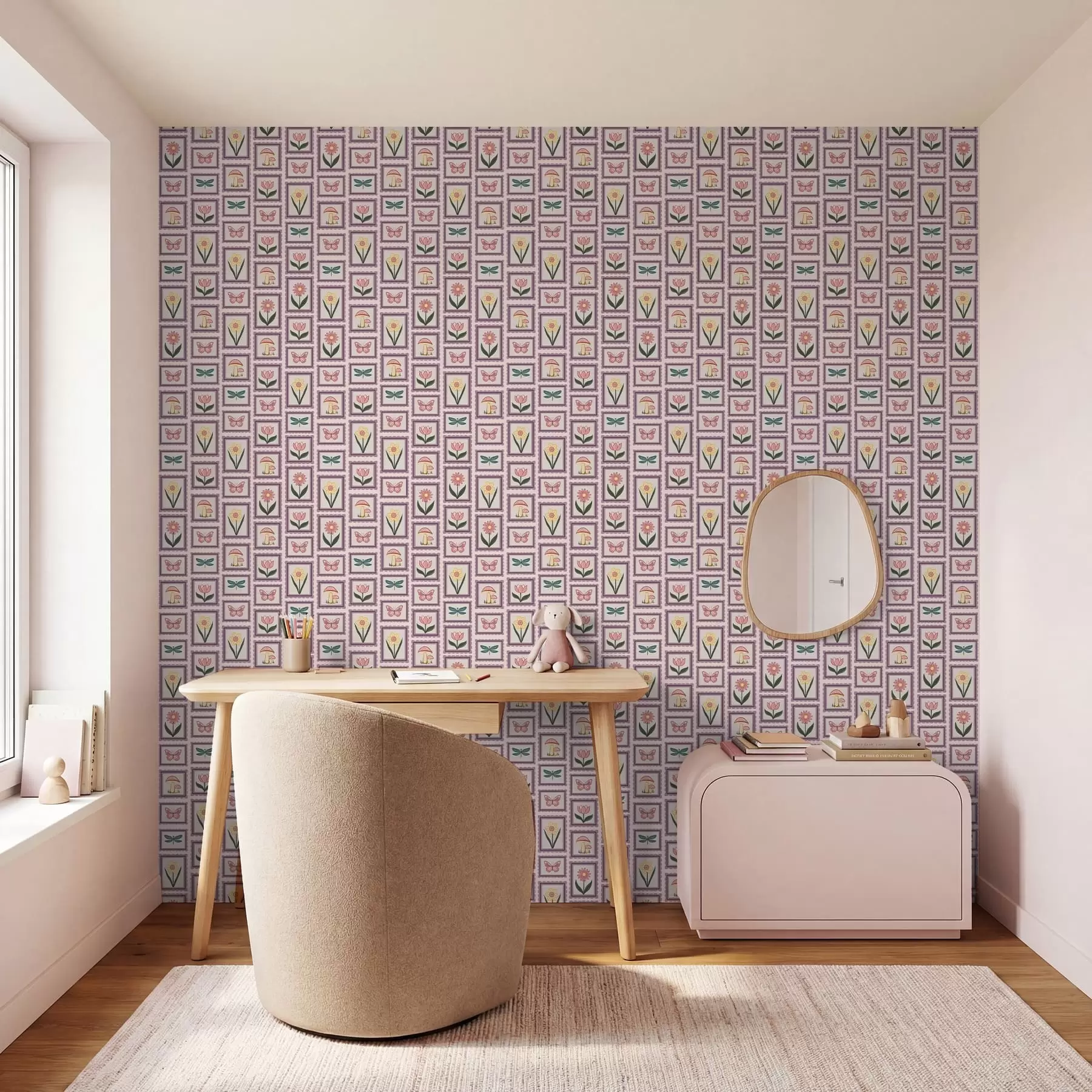wall murals Framed illustrations in lilac shades a01175v1